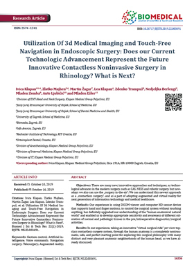 Utilization Of 3d Medical Imaging and Touch-Free Navigation in Endoscopic Surgery: Does our Current Technologic Advancement Represent the Future Innovative Contactless Noninvasive Surgery in Rhinology? What is Next?